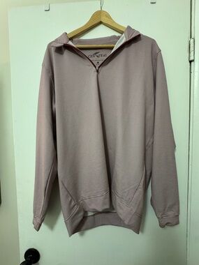 Men's Zip-Up Pullover Sweater in Mauve